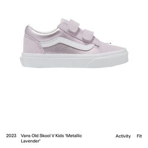 Vans Kids Old Skool Metallic Lavender Velcro Sneakers